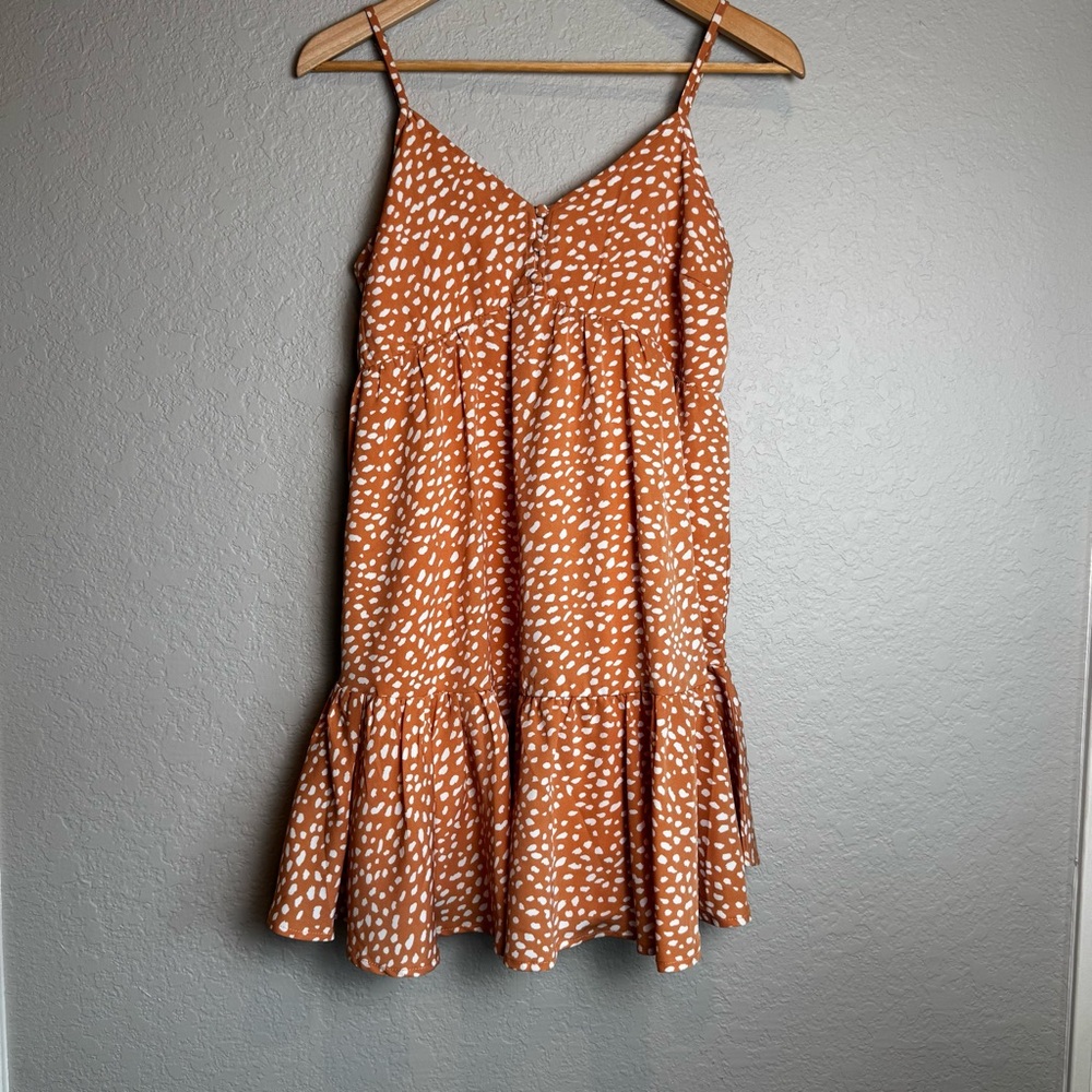New In Boutique Brand Spotted Orange Sleeveless Mini Dress